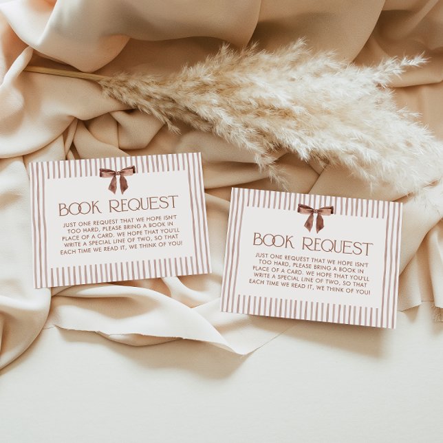 Neutral Striped Bow Books for Baby Enclosure Card (Creator Uploaded)