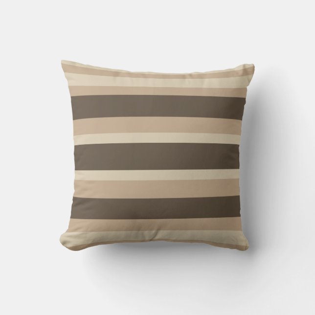 Neutral striped  throw pillow (Front)