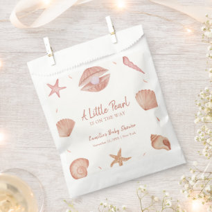 Neutral Summer Ocean Seashell Pearl Baby Shower  Favor Bag