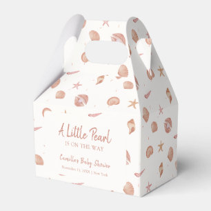 Neutral Summer Ocean Seashell Pearl Baby Shower Favor Boxes