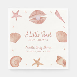 Neutral Summer Ocean Seashell Pearl Baby Shower Napkins