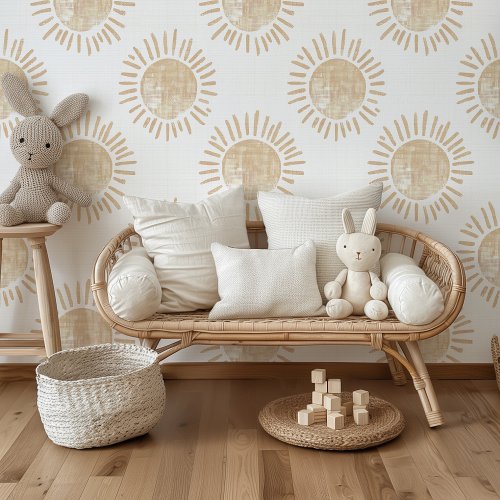 Neutral Sun Blockprint Peel & Stick Wallpaper Neutral Sun Blockprint Peel & Stick Wallpaper