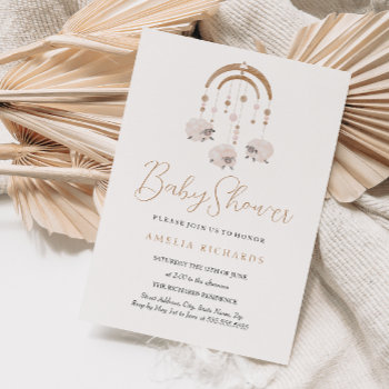 Neutral Sweet Boho Mobile Baby Shower Invitation by LittleBayleigh at Zazzle