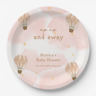 Neutral Sweet Cloud Hot Air Balloon Baby Shower Paper Plates