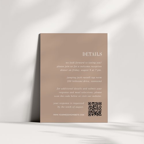 Neutral Tan  All_in_One Wedding Details Enclosure Card