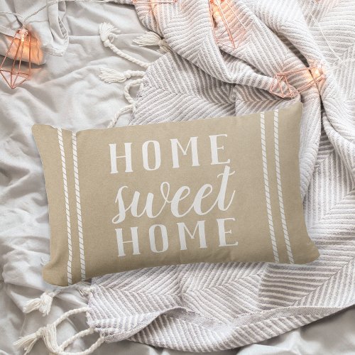 Neutral Tan Beige Personalized Home Sweet Home Lumbar Pillow