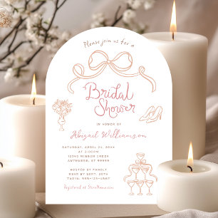 Neutral Tan Blush Pink Whimsical Bridal Shower Invitation
