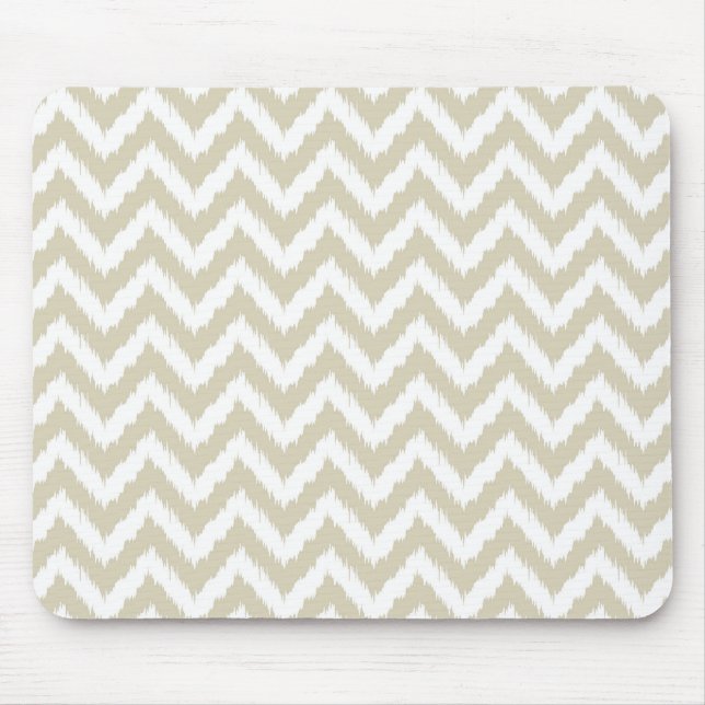 Neutral Tan Chevron Pattern Mouse Pad (Front)