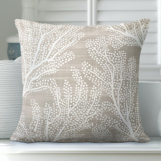 Neutral Tan Coral Throw Pillow (Creator Uploaded)