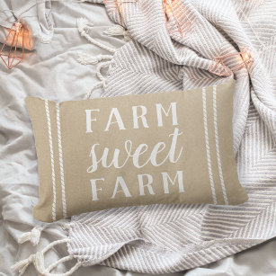 Neutral Tan Farm Sweet Farm Lumbar Pillow