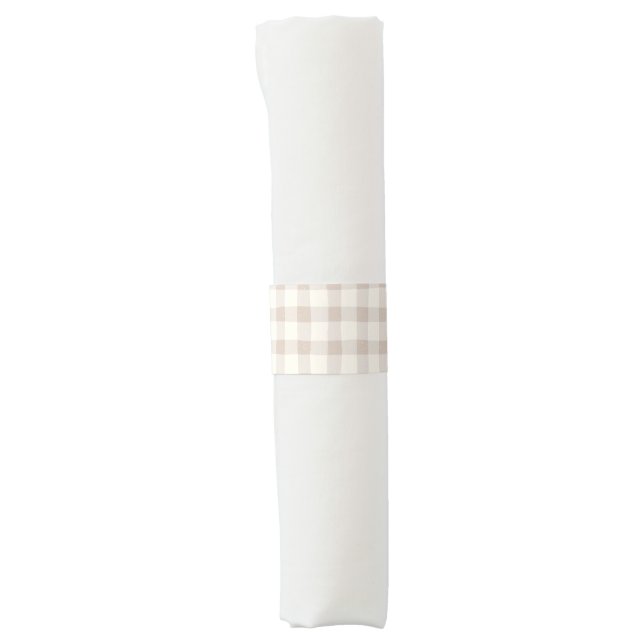 Neutral Tan Gingham  Napkin Bands (Front)
