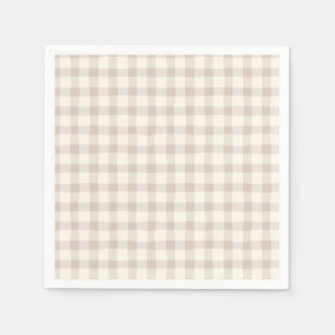 Neutral Tan Gingham  Napkins
