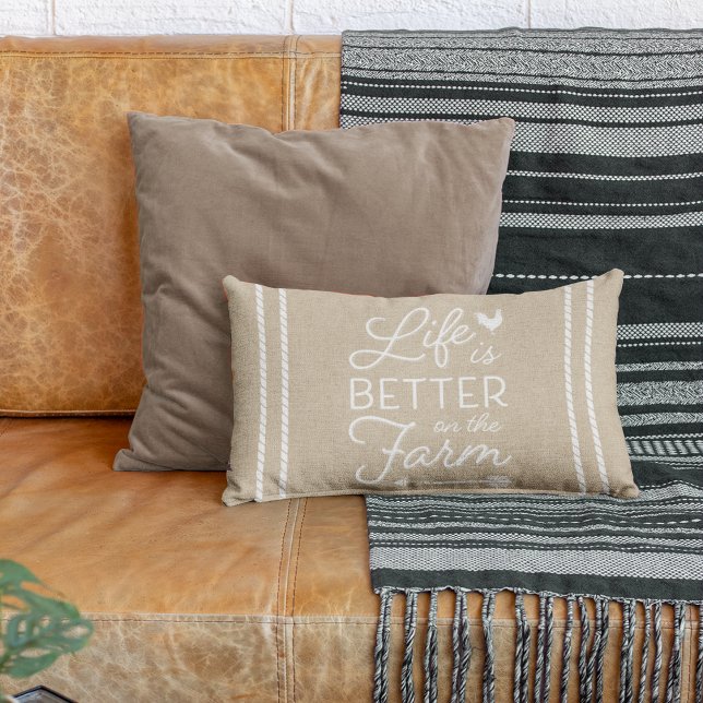 Neutral Tan Life Is Better On The Farm Lumbar Pillow (Creator Uploaded)