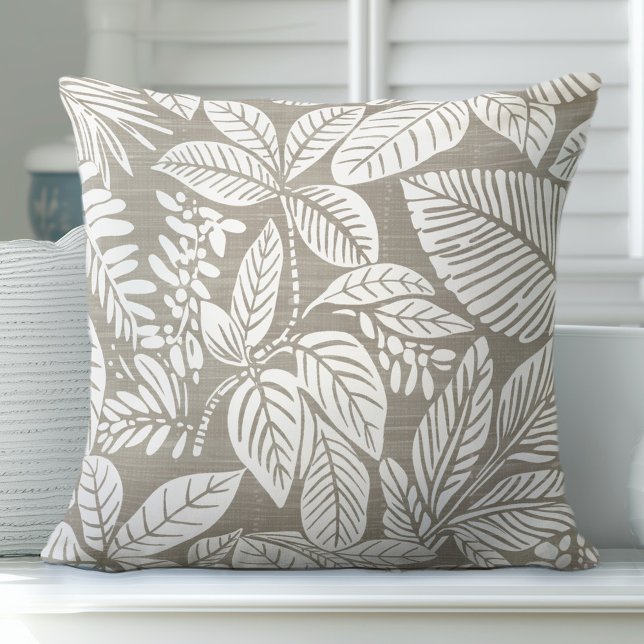 Neutral Tan Tropical Throw Pillow (Creator Uploaded)