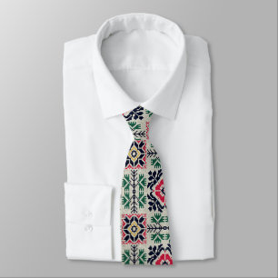 Neutral Tatreez Henna Thobe Dress Neck Tie