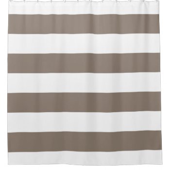 Neutral Taupe And White Striped Shower Curtain by mariannegilliand at Zazzle