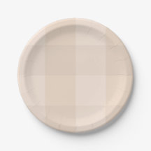 Neutral Taupe Gingham Farmhouse Paper Plate
