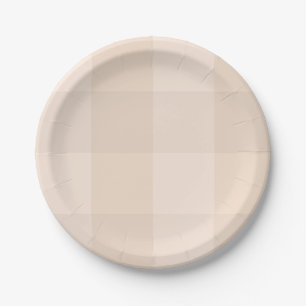 Neutral Taupe Gingham Farmhouse Paper Plate