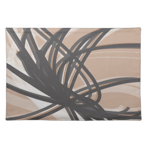 Neutral Taupe  Gray Artistic Abstract Ribbons Cloth Placemat