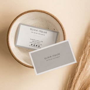 Neutral Taupe Gray Minimalist Modern Boho Trendy Business Card