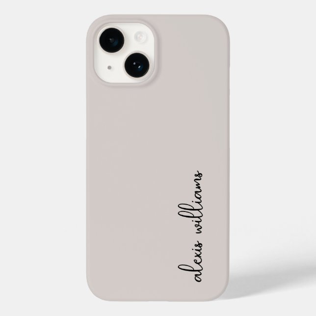 Neutral Taupe Minimalist Script Signature Monogram Case-Mate iPhone Case (Back)