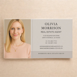 Neutral Taupe Real Estate Agent Photo Business Card