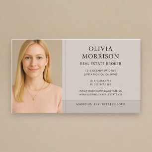 Neutral Taupe Real Estate Broker Photo Business Card