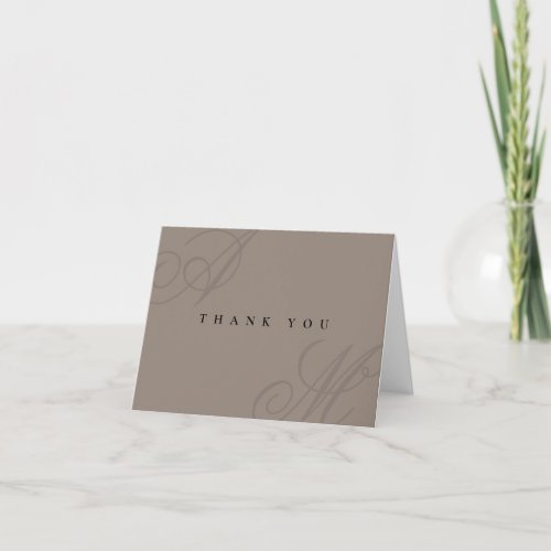 Neutral Taupe Simple Minimal Wedding Thank You