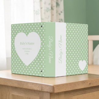Neutral Teal Polka Dots Baby Photo Album 3 Ring Binder