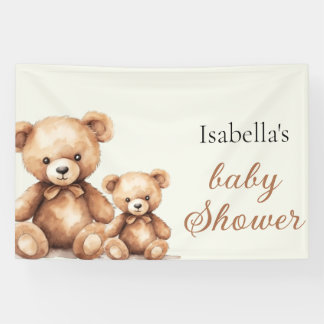 Neutral Teddy Bear Baby Shower Backdrop Banner