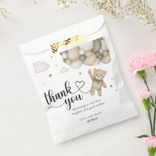 Neutral Teddy Bear Baby Shower Favor Bag