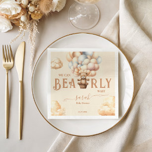 Neutral Teddy Bear Baby Shower Napkins Beige