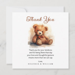 Neutral Teddy Bear Baby Shower Thank You Card