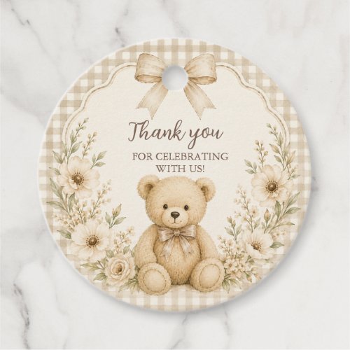 Neutral Teddy Bear Baby Shower Thank You Tag
