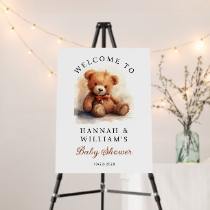 Neutral Teddy Bear Baby Shower Welcome Sign