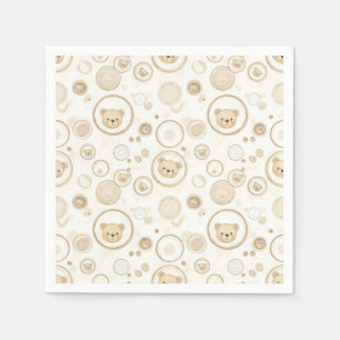 Neutral Teddy Bear Circle Pattern Beige Baby (1) Napkins