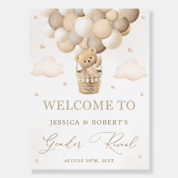 Neutral Teddy Bear Gender Reveal Welcome Sign | Zazzle