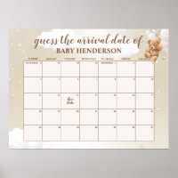 Neutral Teddy Bear Guess The Due Date Calendar Pos