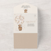 Neutral Teddy Bear Hot Air Balloon Baby Shower All In One Invitation (Outside)
