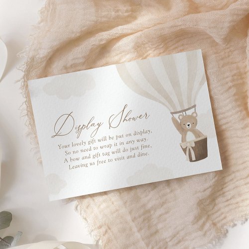 Neutral Teddy Bear Hot Air Balloon Display Shower Enclosure Card