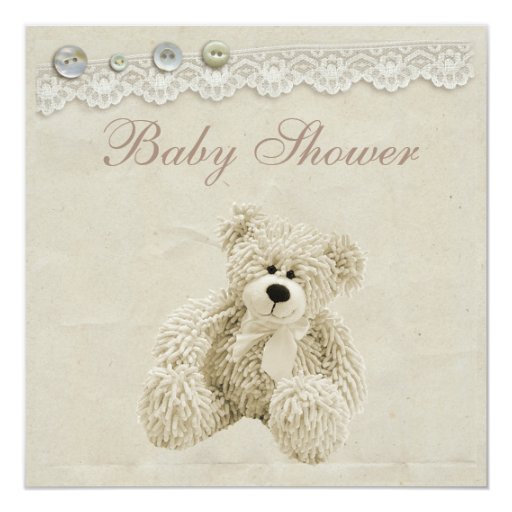 Vintage Teddy Bear Baby Shower Invitations 4