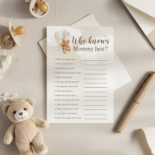 Neutral Teddy Bear Who Know Mommy Best Game Card