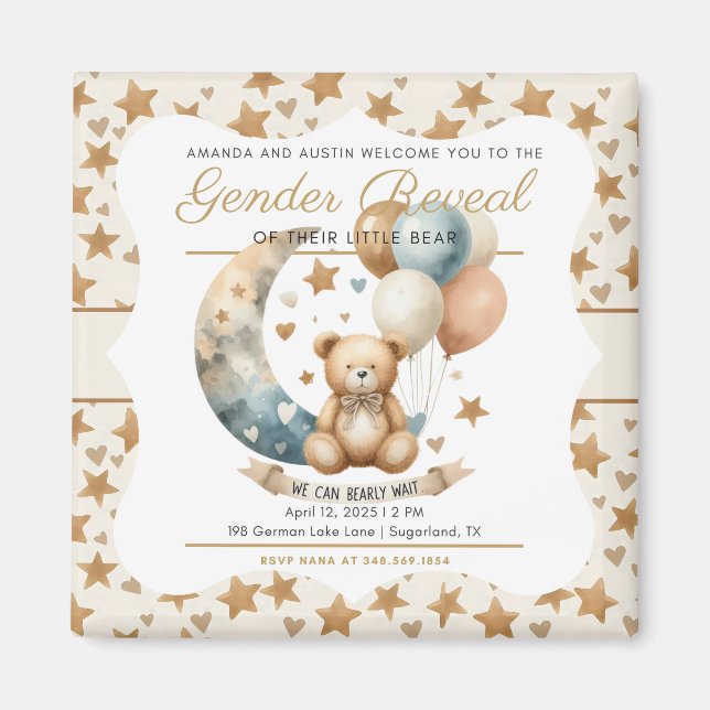 Neutral Teddy Gender Reveal Magnet (Front)