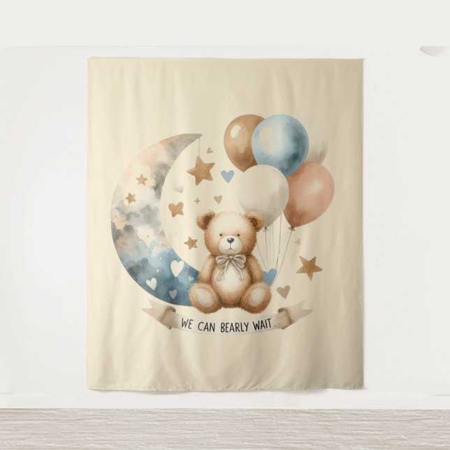 Neutral Teddy Gender Reveal-Photo Backdrop (Front)