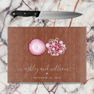 Neutral Terracotta Couple Name Established Script Cutting Board