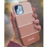 Neutral Terracotta | Ombre Stripes with Script iPhone 13 Case<br><div class="desc">This trendy phone case features four stripes in varying ombre gradients of terracotta,  tan,  and neutral beige and your name in script typography for a boho and modern look.</div>