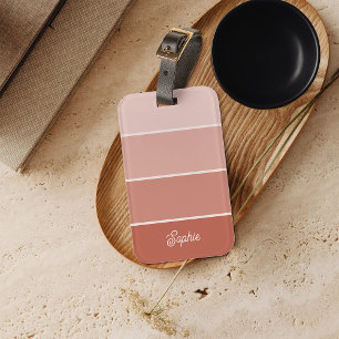 Neutral Terracotta Ombre Stripes with Script Luggage Tag