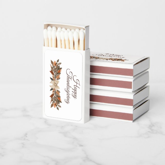 Neutral Thanksgiving Leaf Matchbox Matchboxes (Stacked)