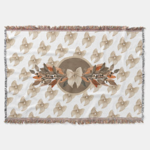 Neutral “Thanksgiving Taupe Leaves” Throw Blanket
