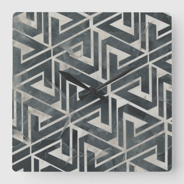 Neutral Tile Collection - Geometric Square Wall Clock (Front)